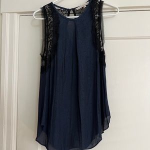 Lace navy and blue top